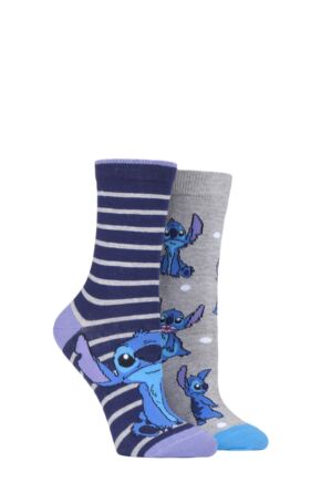 Women's 2 Pair SOCKSHOP Disney Lilo and Stitch Cotton Socks