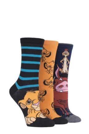 Women's 3 Pair SOCKSHOP Disney The Lion King Cotton Socks