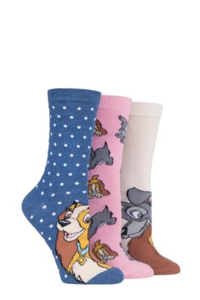 Women's 3 Pair SOCKSHOP Disney The Lady and the Tramp Cotton Socks