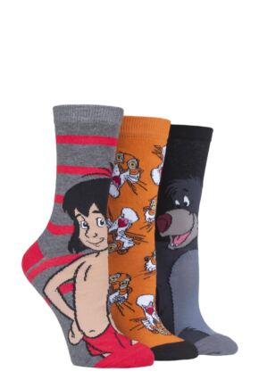 Women's 3 Pair SOCKSHOP Disney The Jungle Book Cotton Socks