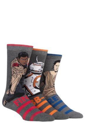 Mens 3 Pair Star Wars New Heroes BB-8, Rey and Finn Socks