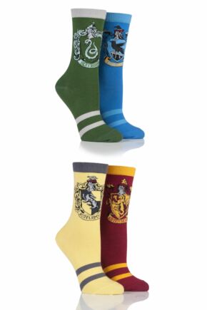 Women's 4 Pair Harry Potter House Badge Socks