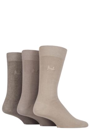 Mens 3 Pair Pringle Endrick Plain Trouser Socks Beige