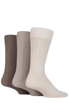 Mens 3 Pair Pringle Laird Rib Trouser Socks Beige