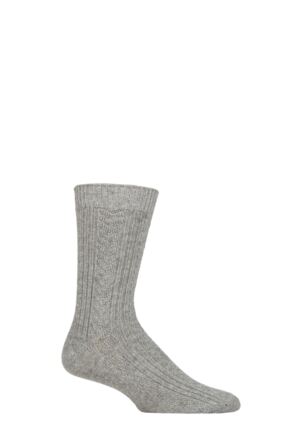 Mens Pringle 1 Pair Cashmere and Merino Wool Blend Luxury Socks Light Grey 7-11