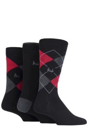 Mens 3 Pair Pringle New Waverley Argyle Patterned and Plain Socks