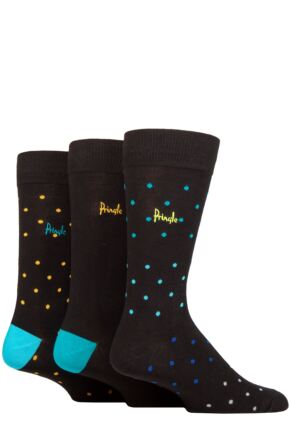 Mens 3 Pair Pringle Patterned Bamboo Socks Pin Dots Black 7-11