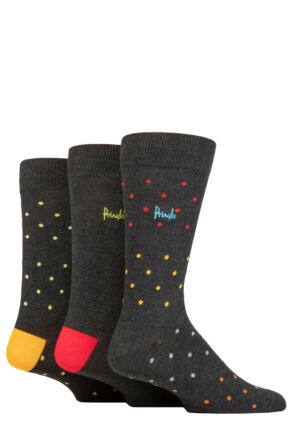 Mens 3 Pair Pringle Patterned Bamboo Socks Pin Dots Charcoal 7-11