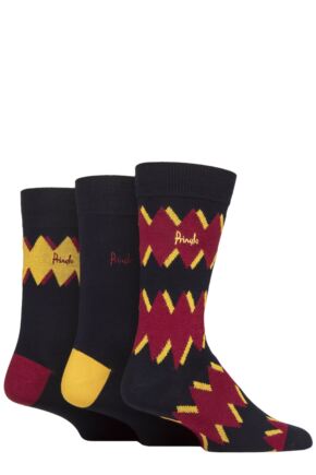 Mens 3 Pair Pringle Patterned Bamboo Socks