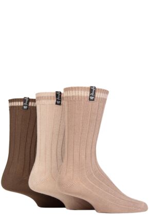 Mens 3 Pair Pringle Bamboo Leisure Socks Brown / Beige 7-11  Mens