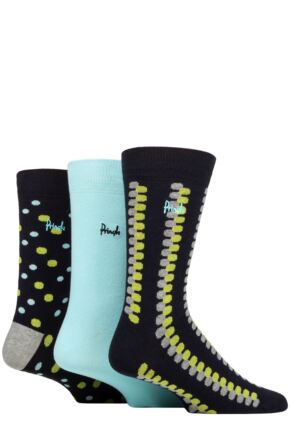 Mens 3 Pair Pringle Cotton and Recycled Polyester Patterned Socks