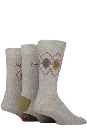 Mens 3 Pair Pringle Cotton and Recycled Polyester Patterned Socks