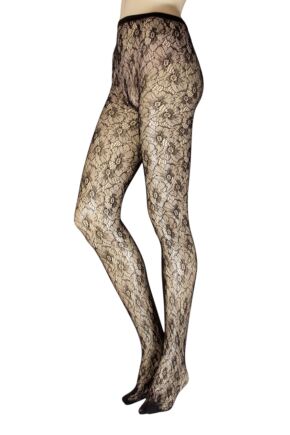 Women's 1 Pair Trasparenze Licorice Floral Net Tights