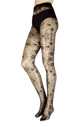 MissO Glossy Opaque Gold Suspender Tights at The Hosiery Box