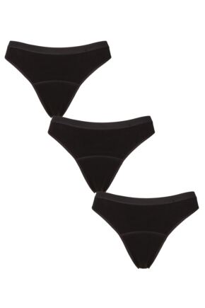 Girls and Teens 3 Pack Love Luna First Period Bikini Briefs Black  10-11 Years