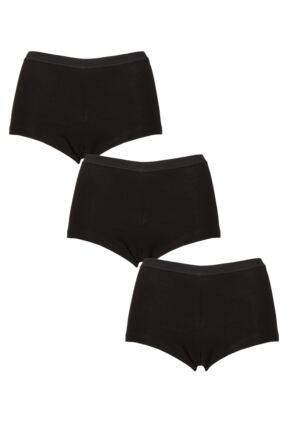 Girls and Teens 3 Pack Love Luna First Period Shortie Briefs Black 11-12 Years