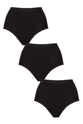 Women's 3 Pack Love Luna Full Period Briefs Black UK 20-22