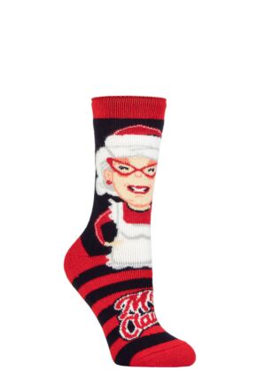 Women's 1 Pair SOCKSHOP Heat Holders Lite Christmas Socks Mrs. Claus 4-8