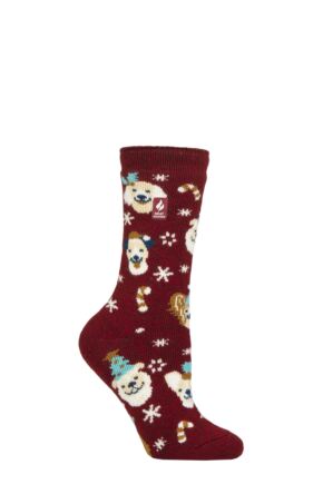 Women's 1 Pair SOCKSHOP Heat Holders Lite Christmas Socks Pawfect Christmas 4-8