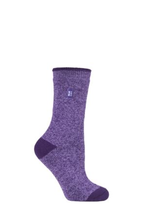 Women's 1 Pair SOCKSHOP Heat Holders 1.6 TOG Lite Patterned and Striped Socks Twist Purple / Lilac 4-8 Ladies