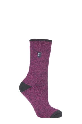 Women's 1 Pair SOCKSHOP Heat Holders 1.6 TOG Lite Patterned and Striped Socks Twist Raspberry / Charcoal 4-8 Ladies