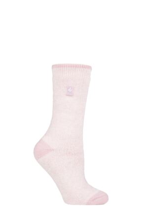 Women's 1 Pair SOCKSHOP Heat Holders 1.6 TOG Lite Patterned and Striped Socks Venice Heel & Toe Dusted Pink 4-8 Ladies