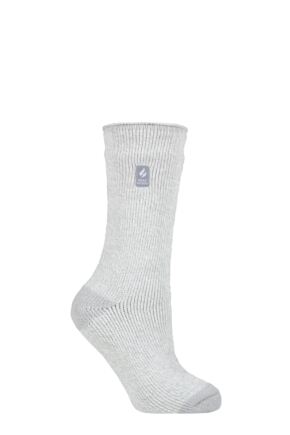 Women's 1 Pair SOCKSHOP Heat Holders 1.6 TOG Lite Patterned and Striped Socks Venice Heel & Toe Silver Grey 4-8 Ladies