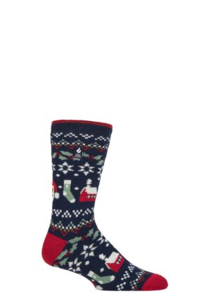 Mens 1 Pair SOCKSHOP Heat Holders 1.6 TOG Lite Christmas Socks