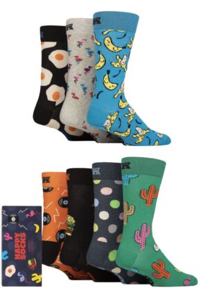 Mens and Women's 7 Pair Happy Socks Seven Days Gift Boxed Socks