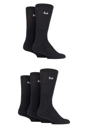 Mens 5 Pair Pringle Half Cushioned Sports Socks Black 7-11 Mens