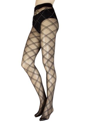 Women's 1 Pair Trasparenze Phuket Lurex Sparkle Diamond Check Tights