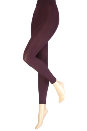 Women's 1 Pair SOCKSHOP Heat Holders 0.52 TOG Footless Thermal Tights Purple XL