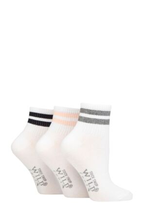 Women's 3 Pair SOCKSHOP Wildfeet Plain Mid Cut Ribbed Crew Socks