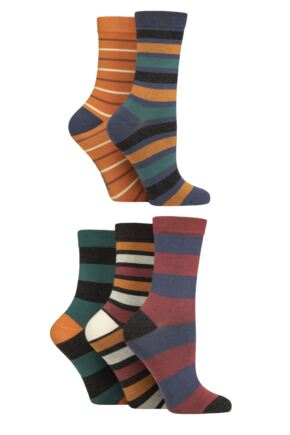 Women's 5 Pair SOCKSHOP Plain, Patterned and Striped Bamboo Socks