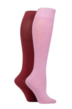 Women's 2 Pair SOCKSHOP Plain and Patterned Bamboo Knee High Socks with Smooth Toe Seams