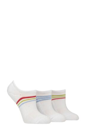 Women's 3 Pair SOCKSHOP Half Cushioned Bamboo No Show Socks Ocean View Stripe 4-8