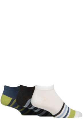 Mens 3 Pair SOCKSHOP Bamboo Plain and Patterned Trainer Socks with Smooth Toe Seams Ocean View 7-11 Mens