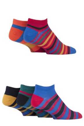 Mens 5 Pair SOCKSHOP Bamboo Striped and Plain Trainer Socks