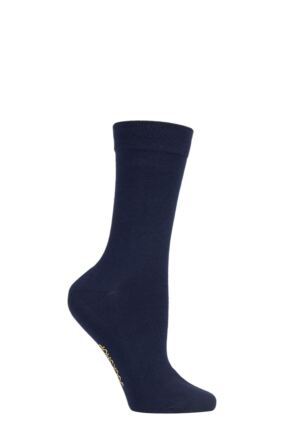 Women's 1 Pair SOCKSHOP Colour Burst Bamboo Socks with Smooth Toe Seams In The Navy 4-8 Ladies