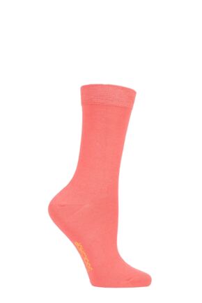 Women's 1 Pair SOCKSHOP Colour Burst Bamboo Socks with Smooth Toe Seams Peaches And Cream 4-8 Ladies