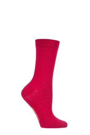 Women's 1 Pair SOCKSHOP Colour Burst Bamboo Socks with Smooth Toe Seams Raspberry Beret 4-8 Ladies