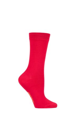 Women's 1 Pair SOCKSHOP Colour Burst Bamboo Socks with Smooth Toe Seams Redder than Red 4-8 Ladies