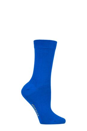 Women's 1 Pair SOCKSHOP Colour Burst Bamboo Socks with Smooth Toe Seams True Blue 4-8 Ladies