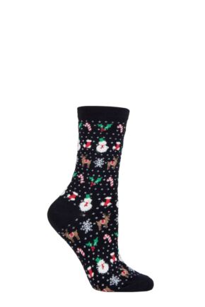 Mens and Ladies SOCKSHOP 1 Pair Lazy Panda Bamboo Christmas Socks Navy Christmas 4-8 Ladies