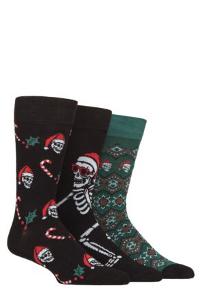 Mens 3 Pair SOCKSHOP Lazy Panda Christmas Bamboo Socks