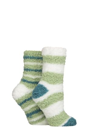 Women's 2 Pair SOCKSHOP Fluffy and Cosy Leisure Socks Light Pine 4-8