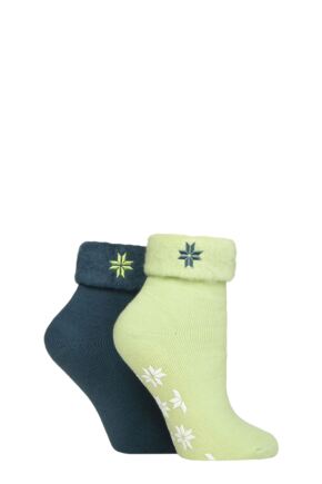 Women's 2 Pair SOCKSHOP Thermal Home and Bed Socks Light Pine 4-8