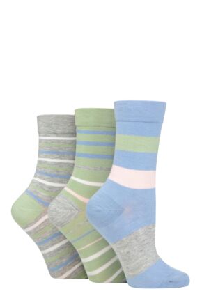 Women's 3 Pair SOCKSHOP Gentle Bamboo Socks with Smooth Toe Seams in Plains and Stripes