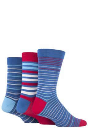 Mens 3 Pair SOCKSHOP Comfort Cuff Gentle Bamboo Striped Socks with Smooth Toe Seams Alpine Stripe 7-11 Mens