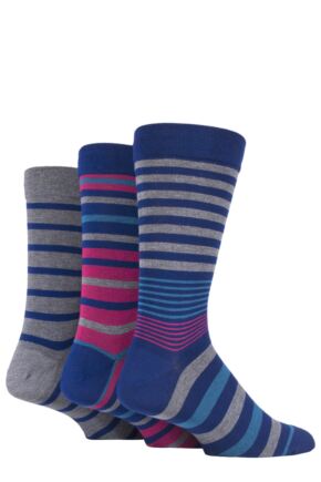 Mens 3 Pair SOCKSHOP Comfort Cuff Gentle Bamboo Striped Socks with Smooth Toe Seams Members Only 7-11 Mens